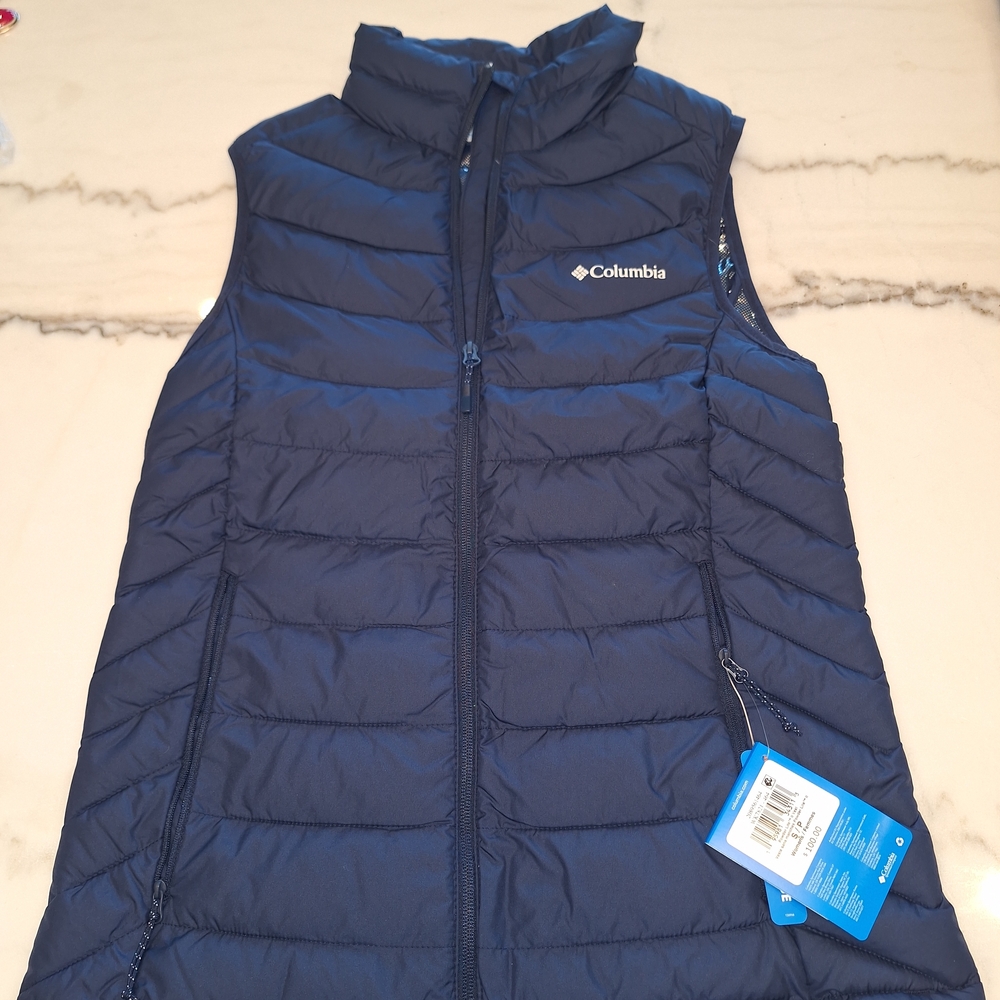 NWT Columbia Small Navy Blue Women's Powder Lite Quilted Vest